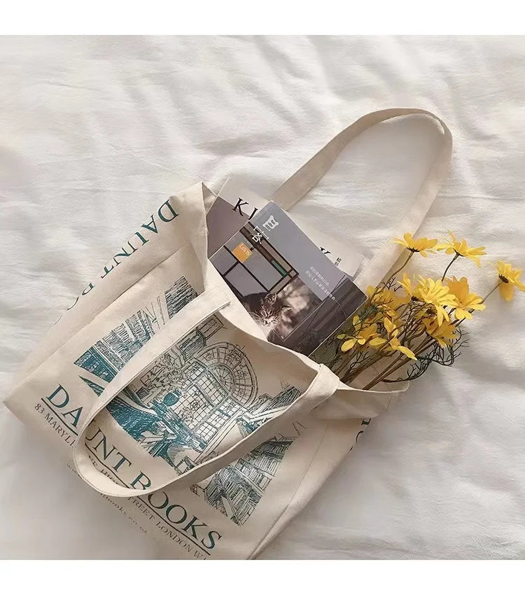 One Shoulder Bag Women Retro Canvas Large Capacity Shopping Bag