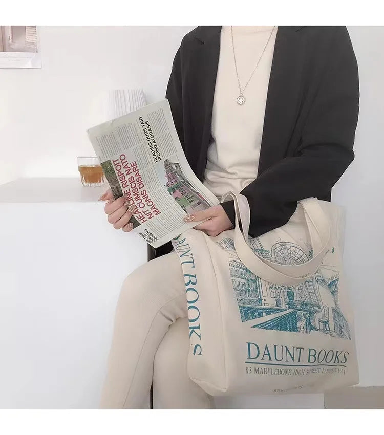 One Shoulder Bag Women Retro Canvas Large Capacity Shopping Bag