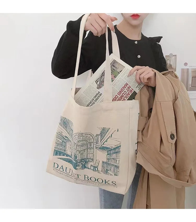 One Shoulder Bag Women Retro Canvas Large Capacity Shopping Bag