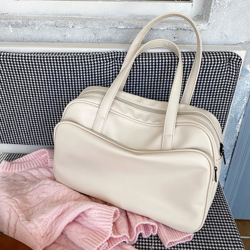 Retro One Shoulder Bag Women's Large Capacity PU Leather Travel Multi-function