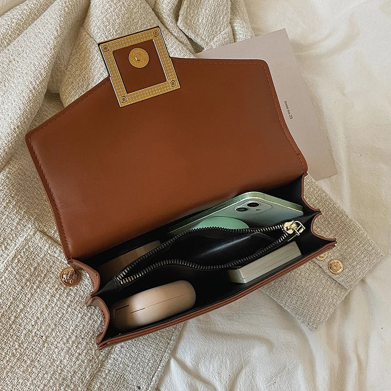 Retro PU Leather Flap Crossbody Bag for Women Totes Handbag