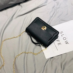 Retro PU Leather Patchwork Chain Messenger Shoulder Bag Women Lock Buckle