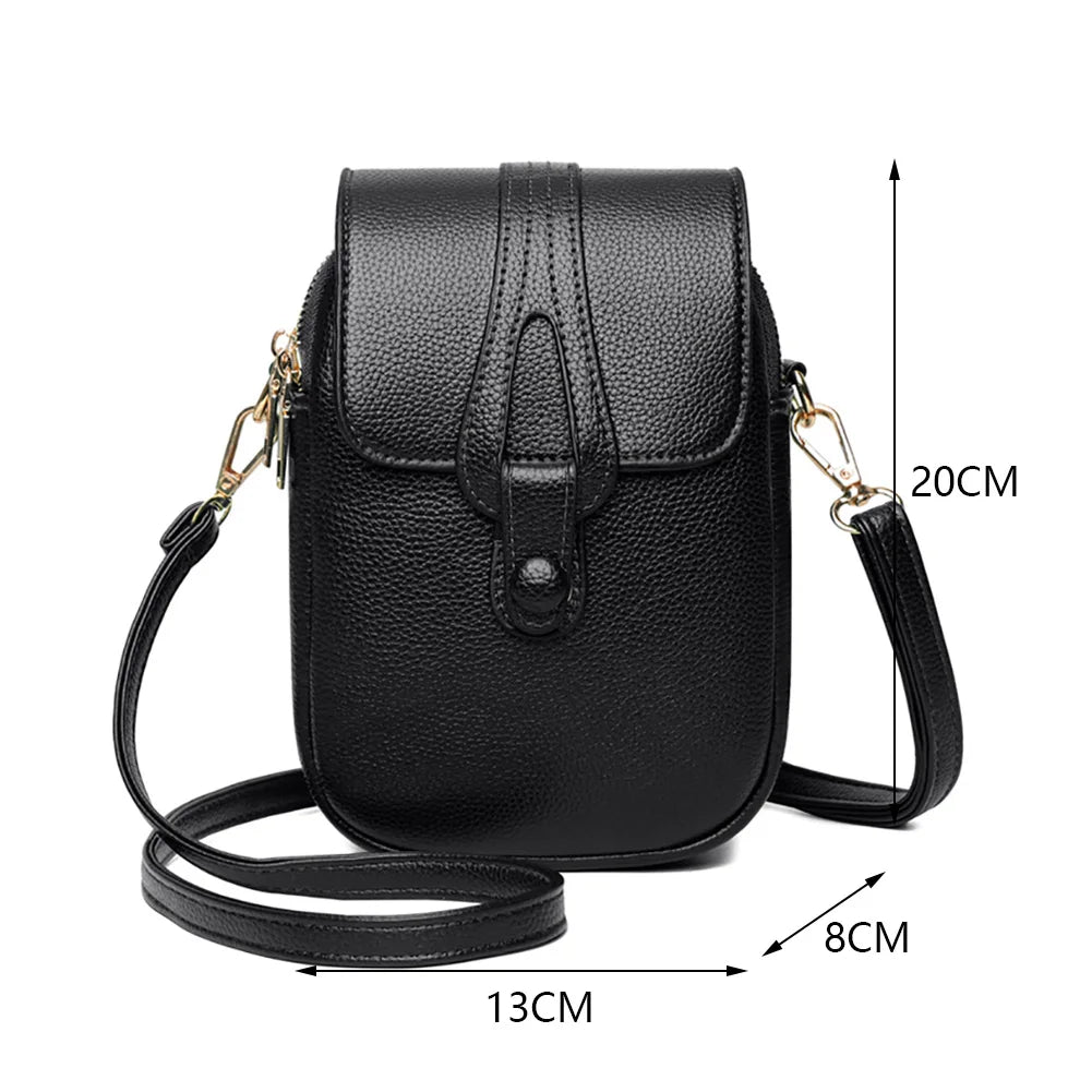 Retro PU Leather Small Crossbody Bag Solid Flap Phone Purse