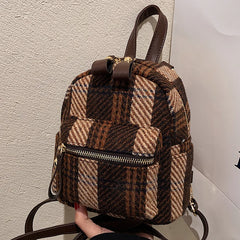 Retro Plaid Mini Single Women Summer Style One-shoulder Bag Soft Travel Schoolba
