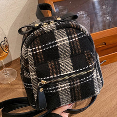Retro Plaid Mini Single Women Summer Style One-shoulder Bag Soft Travel Schoolba