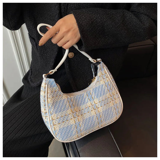 Plaid Women's Hobo Underarm Bag Small Shoulder Bags Mini Tote Purse Handbag