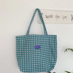 Plaid Women's Woolen Shoulder Bag Large Capacity Handbag