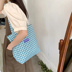 Plaid Women's Woolen Shoulder Bag Large Capacity Handbag