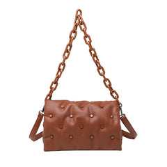 Retro Pu Solid Ladies Shoulder Bag Large Capacity Soft Leather Chain Bag