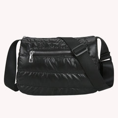 Retro Quilted Stripe Nylon Crossbody Bag Winter Handbag