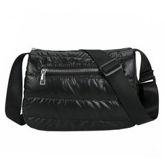Retro Quilted Stripe Nylon Crossbody Bag Winter Handbag