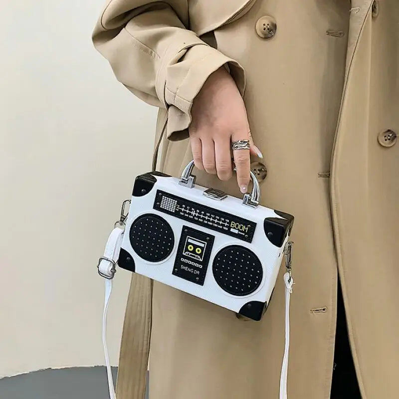 Retro Radio Box Shoulder Bag Crossbody Purse