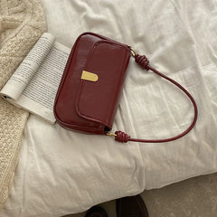Retro Red Women's Leather Handbag Underarm Bag