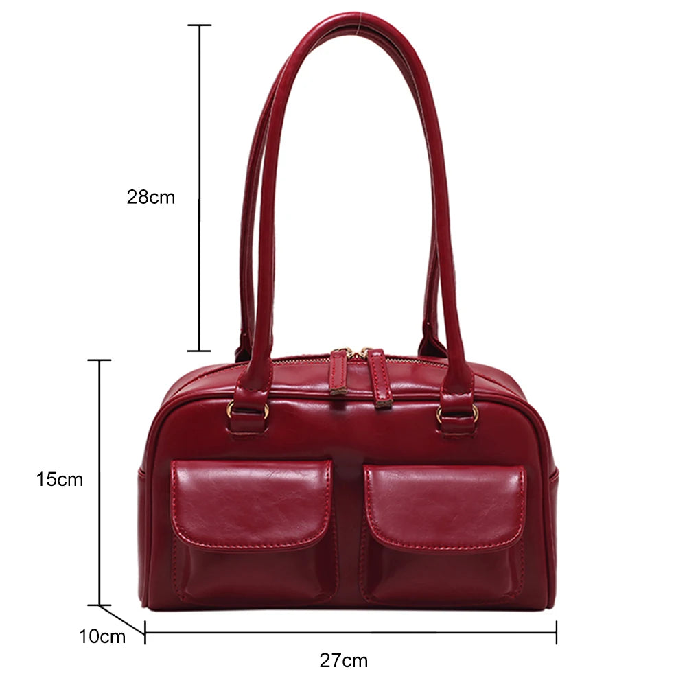 Red Women's Satchel Hobo Bag Patent Leather Handbag