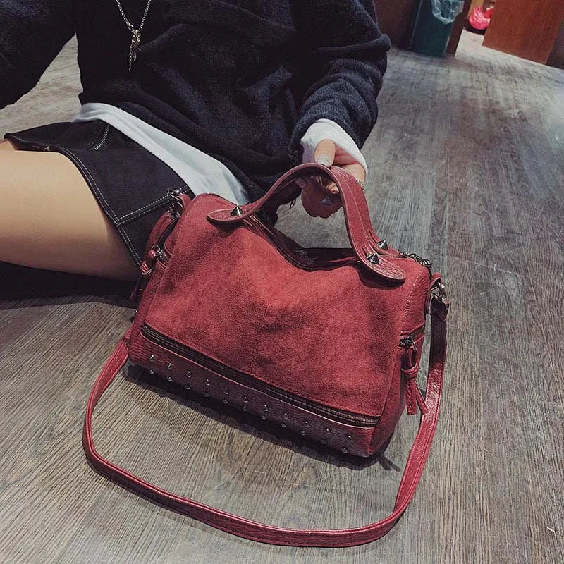 Retro Rivet PU Leather Handbag Women's Shoulder Crossbody Bags