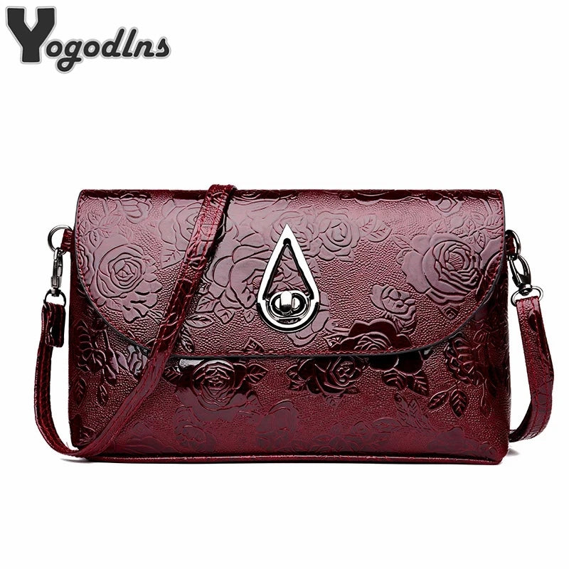 Retro Rose Flower Embossed Sling Bag Mother Single Shoulder Purse