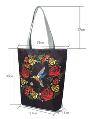 Retro Rose Garland Bird Handbag Shoulder Bag Tote