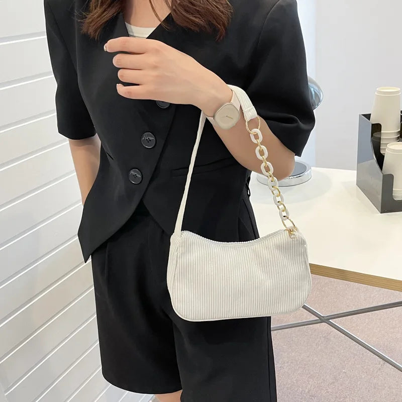 Velvet Armpit Bag with Chain Women's Handbags