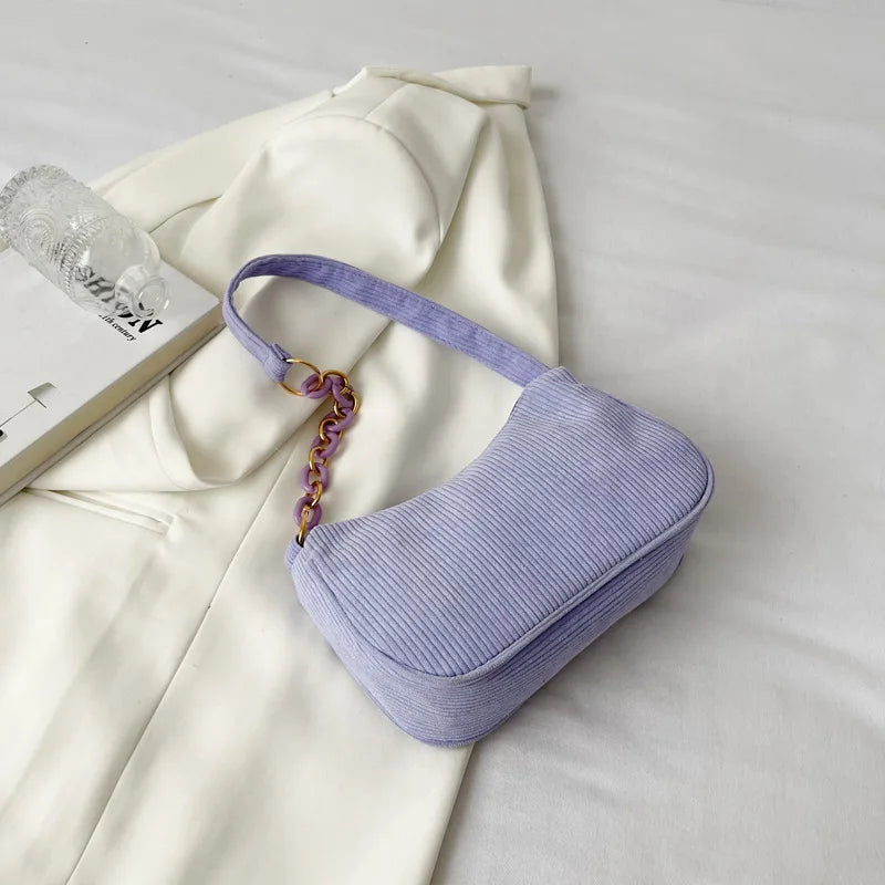 Velvet Armpit Bag with Chain Women's Handbags