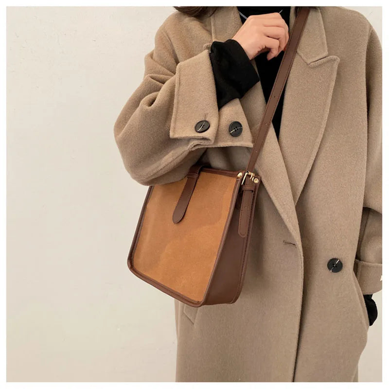 Retro Bucket Bag Women's Large-Capacity Shoulder Messenger Bag