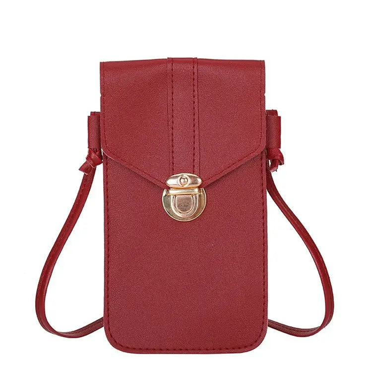 Retro Mobile Phone Bag Women PU Transparent Touch Screen Messenger Bags