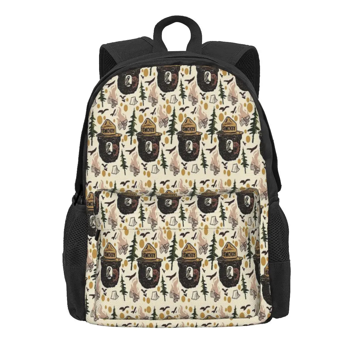 Vintage Smokey Bear Pattern Backpack Waterproof Bag