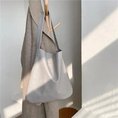 Retro Soft Leather Shoulder Bag Large Capacity Tote Handbag Purse Lady Bags