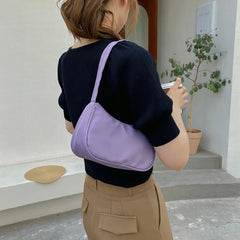 Purple PU Leather Women Underarm Bag Small Shoulder Bags