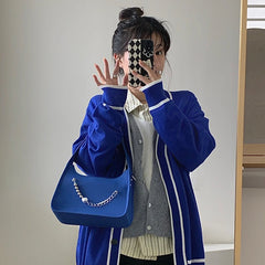 Solid Leather Beading Women's Handbag Shoulder Bag