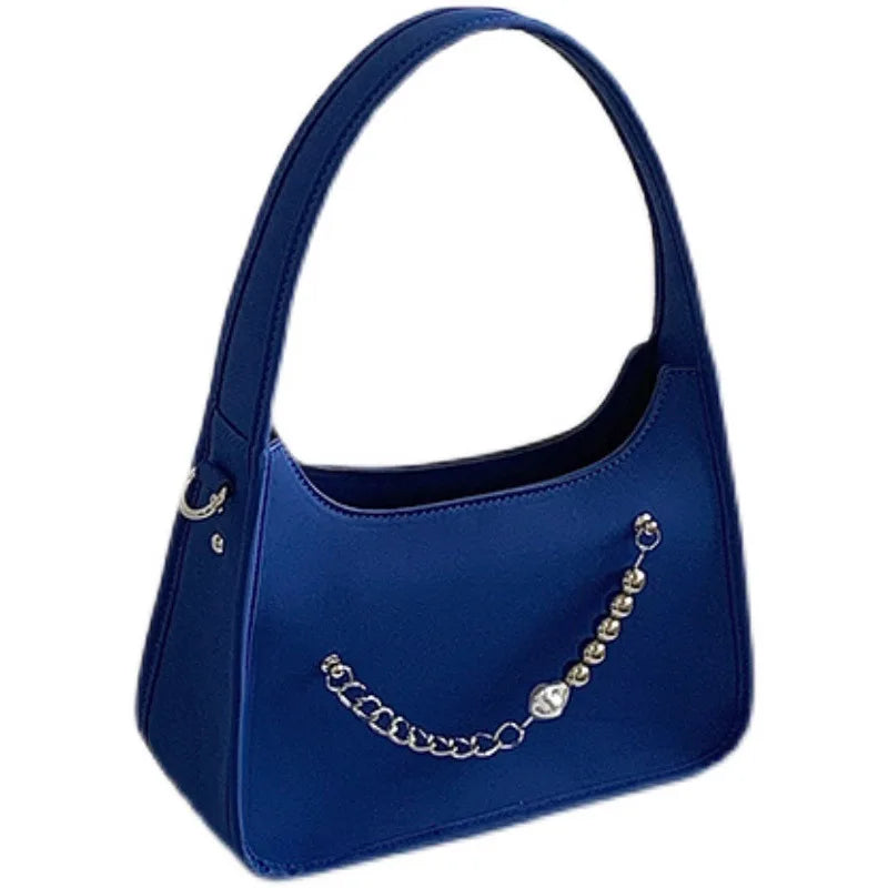 Solid Leather Beading Women's Handbag Shoulder Bag