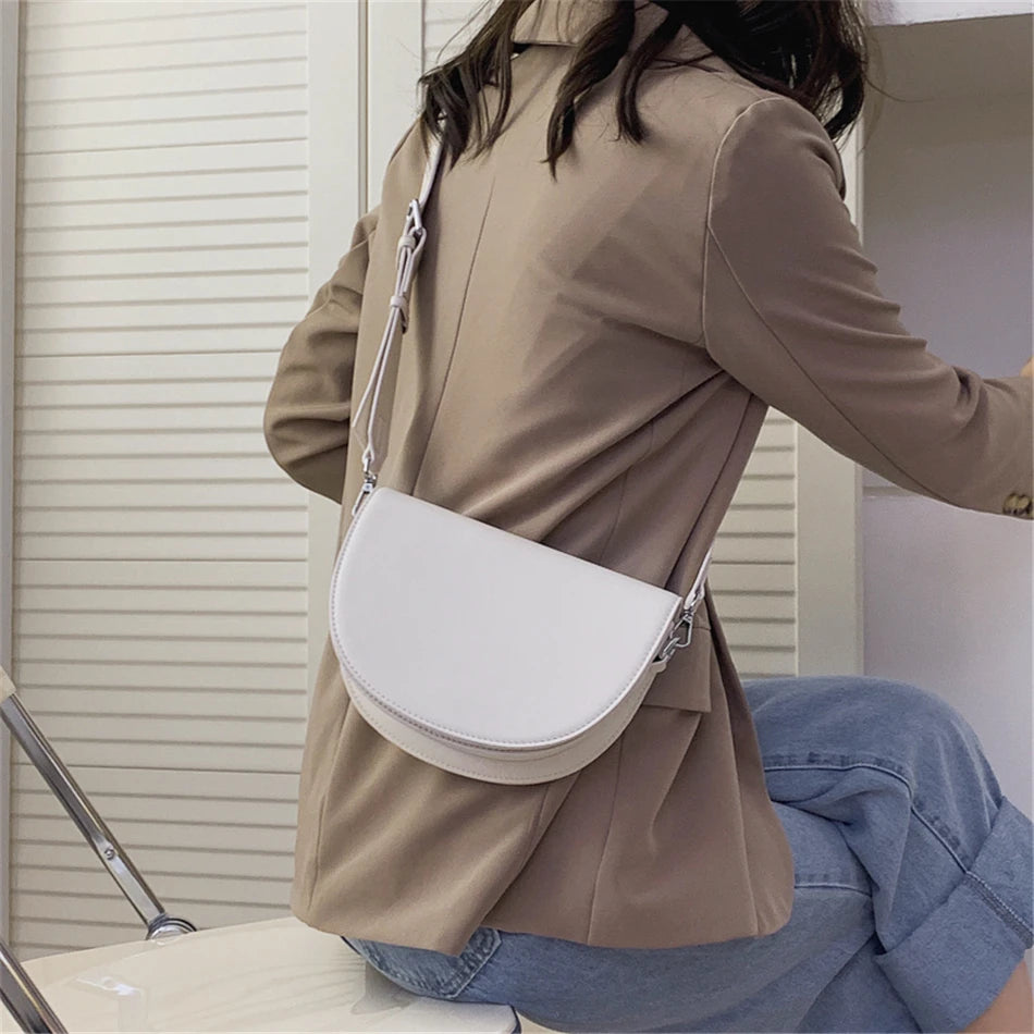 Vintage Leather Saddle Bag Women's Crossbody Bag