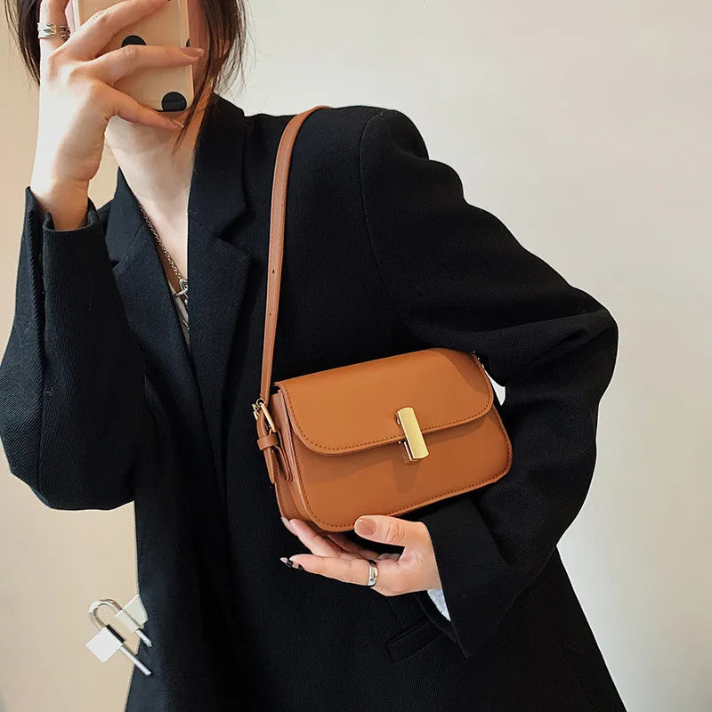 Retro PU Leather Shoulder Bag Texture Small Square Bag All-match Handbags