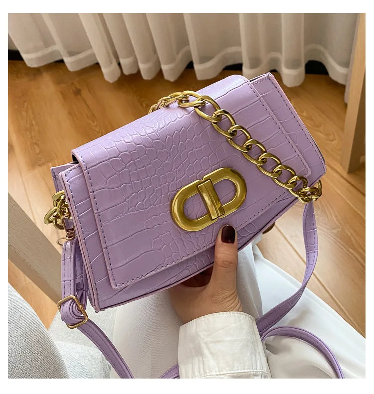 Retro Solid Women's Bag PU Leather Shoulder Bag Small Square Bag