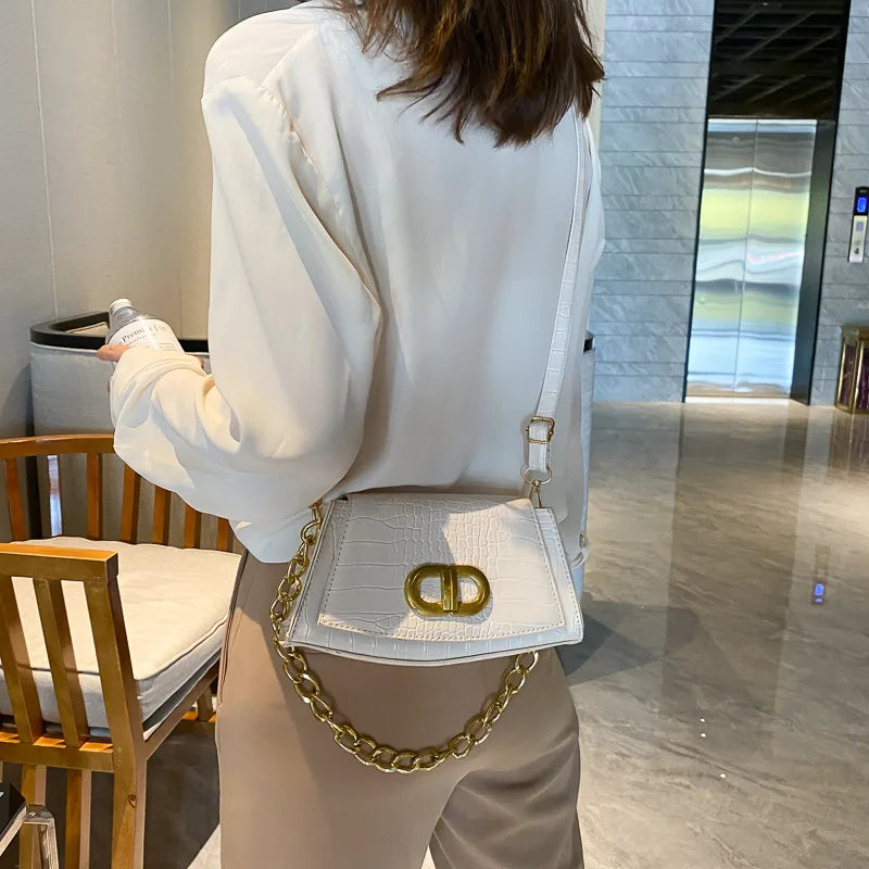Retro Solid Women's Bag PU Leather Shoulder Bag Small Square Bag