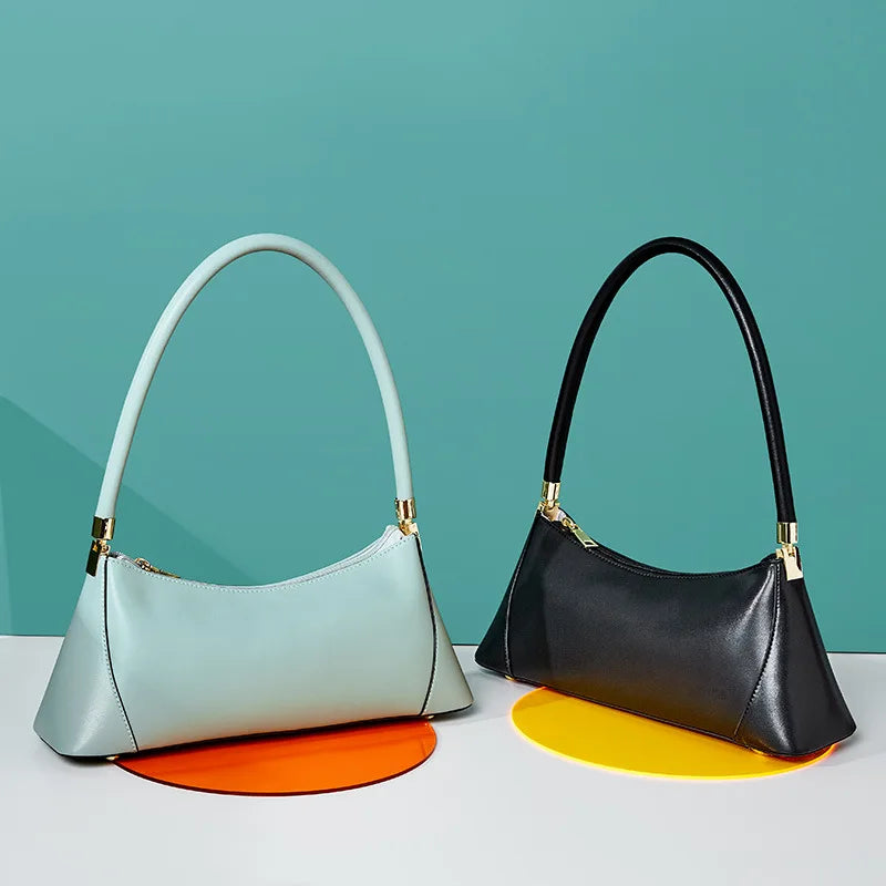 Retro Solid Leather Underarm Shoulder Bag for Women Trends