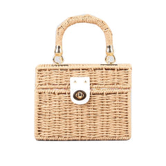 Retro Straw Weave Shoulder Bag Crossbody Bag Top-handle Bag