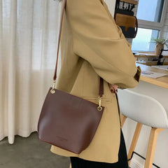 Retro Style Waist Bag Bucket Bag PU Leather Female Shoulder M