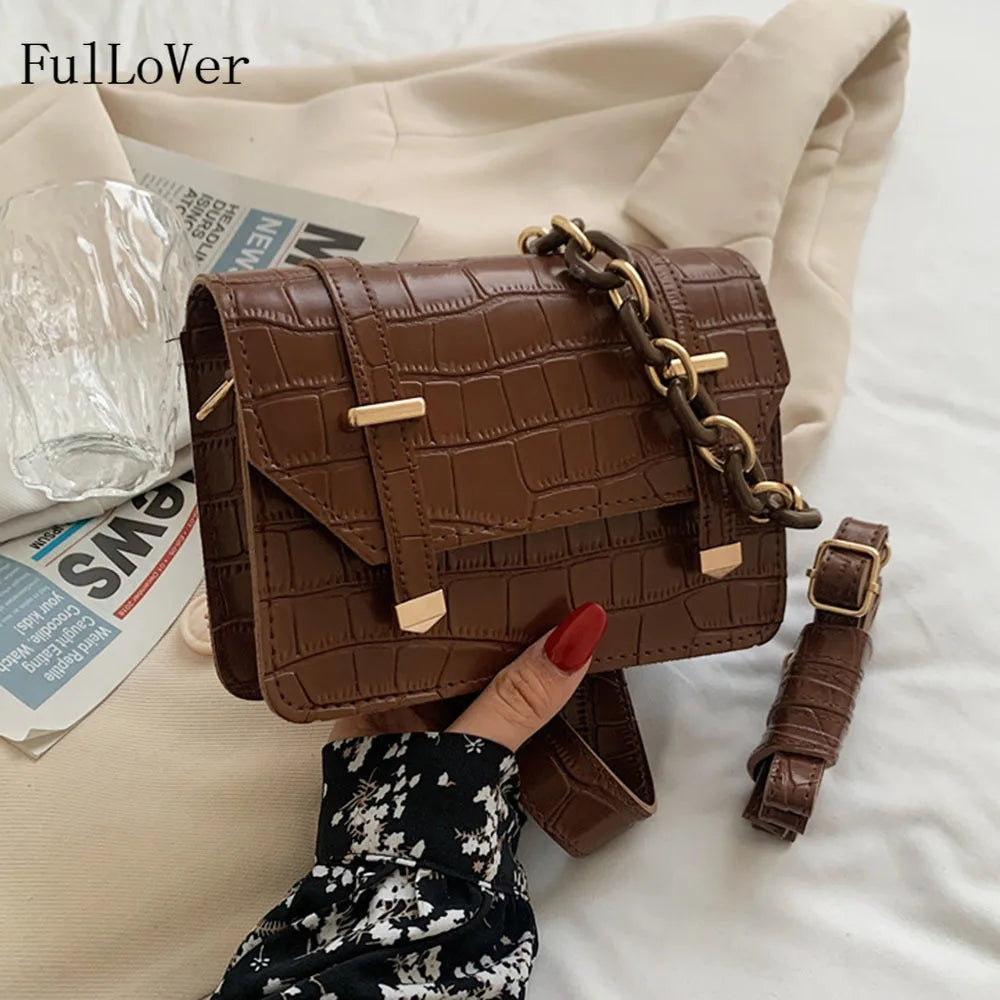 Retro Texture Handbags Chain Shoulder Bags Mini Square Bags