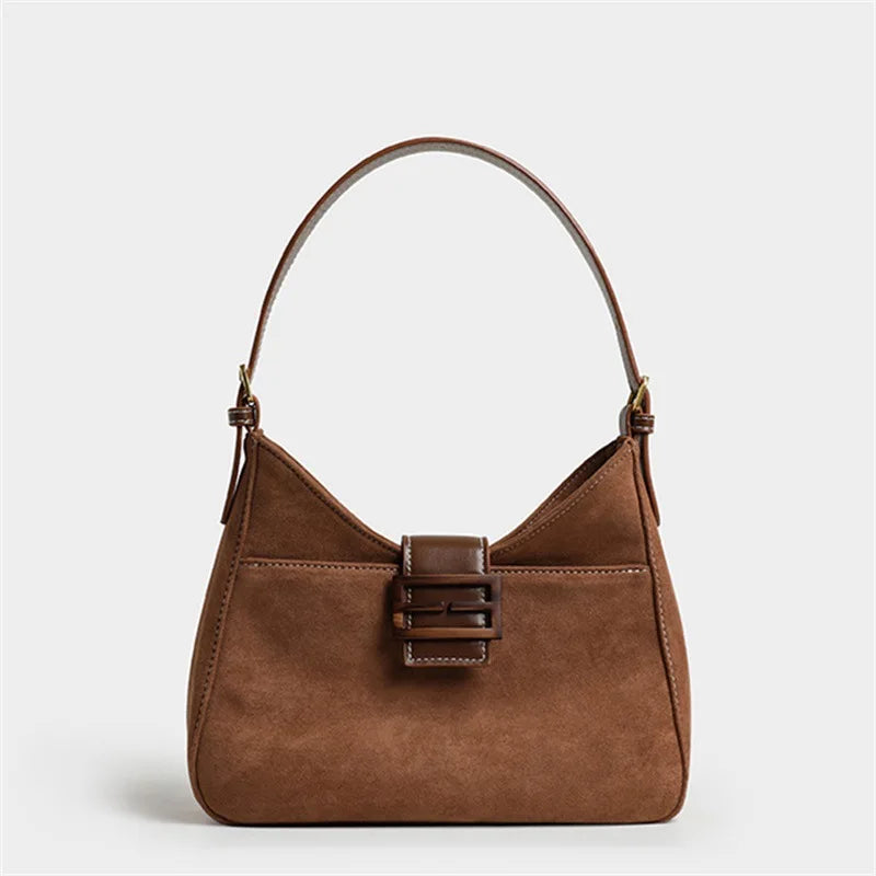 Matte Suede Women Handbags Solid Underarm Bags Female Retro Shoulder Totes Bags