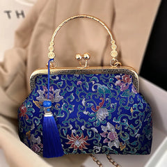 Vintage Fringe Tassel Bag Shell Lock Mother Gift Chain Shoulder Crossbody