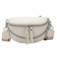 Retro PU Leather Waist Bag Chain Waist Pack Women Belt Bag