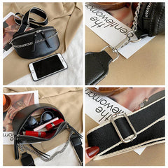Retro PU Leather Waist Bag Chain Waist Pack Women Belt Bag