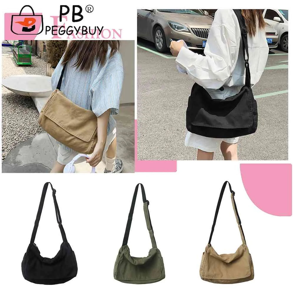 Retro Canvas Shoulder Bag Large Capacity Crossbody Handbag