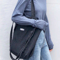 Retro Denim Canvas Shoulder Bag Artistic Laptop Handbag