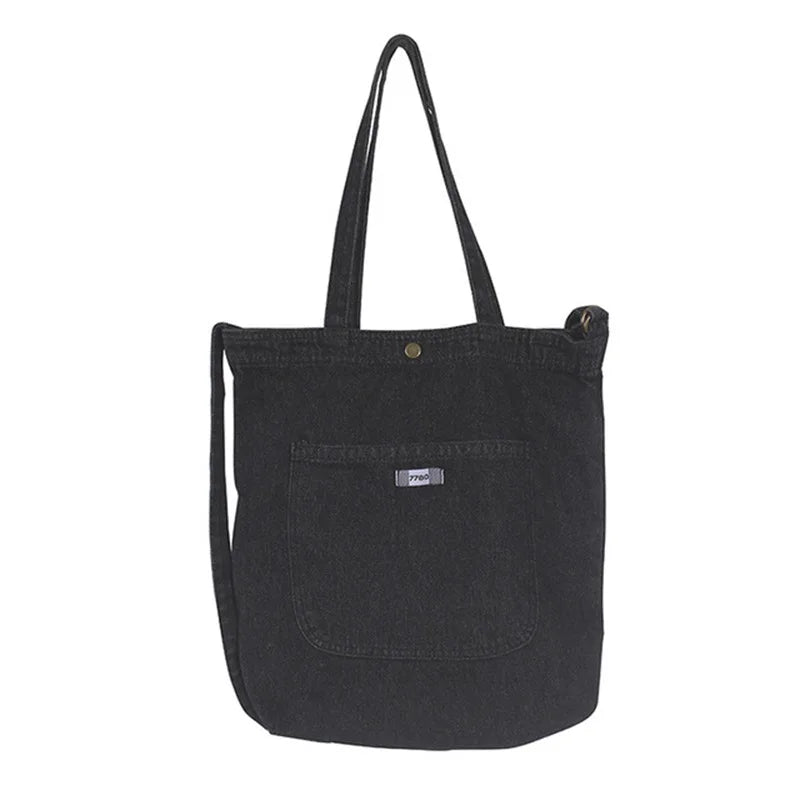 Retro Denim Canvas Shoulder Bag Artistic Laptop Handbag