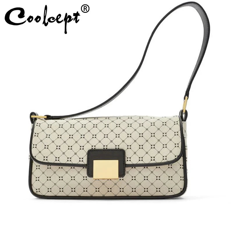 Retro Women Bags Print Strap Female Handbags Pu Leather Crossbody Messenger Bag
