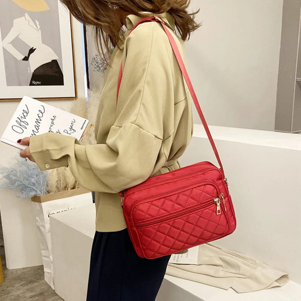 Retro Women Checker Shoulder Bag Canvas Casual Purse Messenger Bags