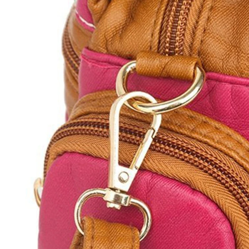 Retro Women Contrast Bag Stitching for Daily Shopping Travel Shoulder Tote