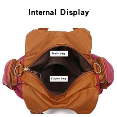 Retro Women Contrast Bag Stitching for Daily Shopping Travel Shoulder Tote