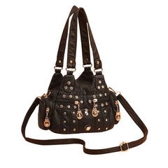 Retro Women Contrast Bag Stitching for Daily Shopping Travel Shoulder Tote